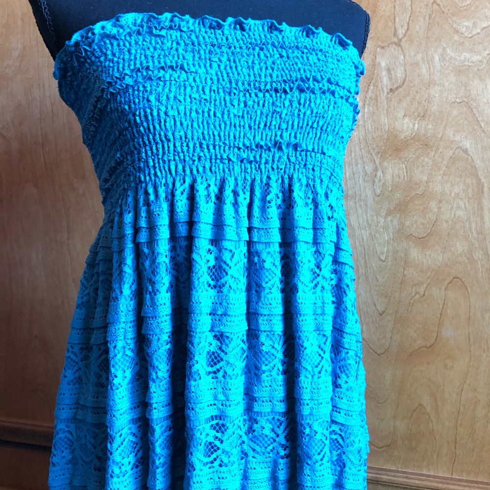 Turquoise Lace Maxi Dress